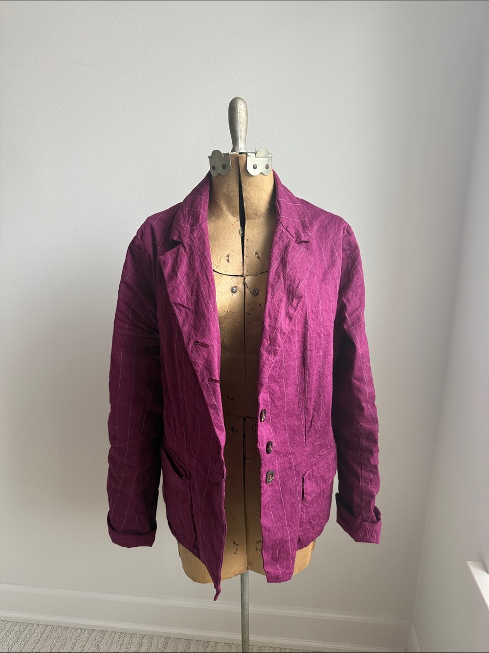 Women's Berry colored with blue pinstripe
